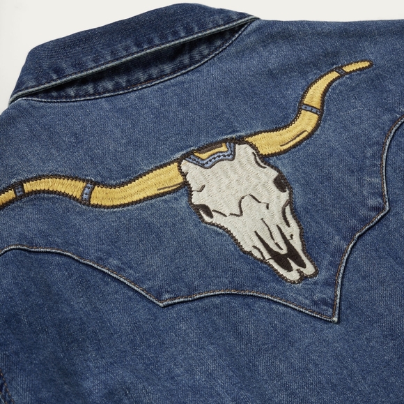 Stetson Embroidered Dark Denim Western Shirt NWOT - Picture 8 of 9